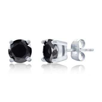 Men's Metallo Stainless Steel Cubic Zirconia Round Stud Earrings