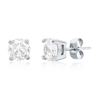 Men's Metallo Stainless Steel Cubic Zirconia Round Stud Earrings
