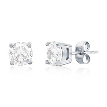 Men's Metallo Stainless Steel Cubic Zirconia Round Stud Earrings