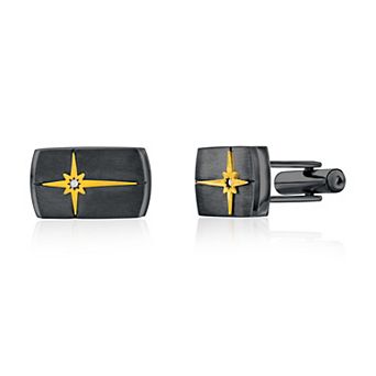 Men's Metallo Silver & Gold Cubic Zirconia North Star Cuff Links