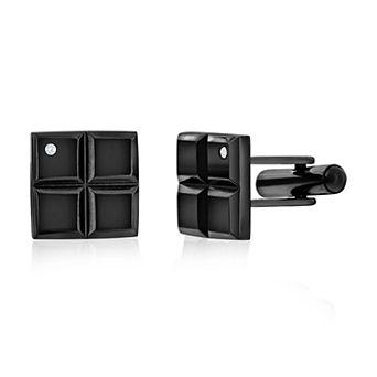 Men's Metallo Square Single Cubic Zirconia Cuff Links