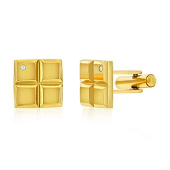 Men's Metallo Square Single Cubic Zirconia Cuff Links