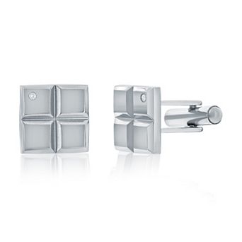 Men's Metallo Square Single Cubic Zirconia Cuff Links