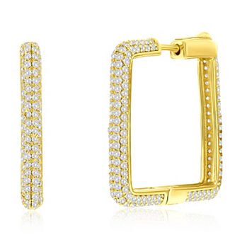 Argento Bella Pave Cubic Zirconia Square Hoop Earrings