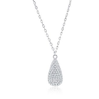 Argento Bella Sterling Silver Cubic Zirconia Puffed Pear-Shaped Pendant Necklace