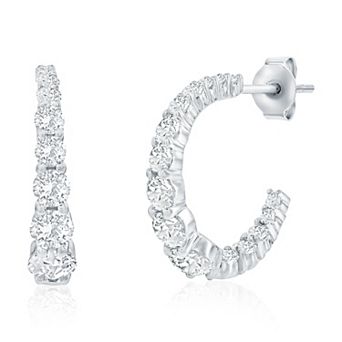 Argento Bella Sterling Silver Cubic Zirconia Inside-Outside Hoop Earrings