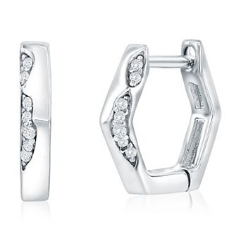 Argento Bella Sterling Silver Cubic Zirconia Polished Hoop Earrings