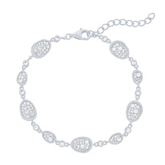 Argento Bella Sterling Silver Cubic Zirconia Irregular-Shaped Pave Bracelet