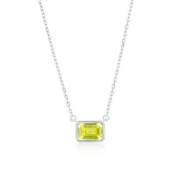 Argento Bella Rectangle-Cut Cubic Zirconia Birthstone Pendant Necklace