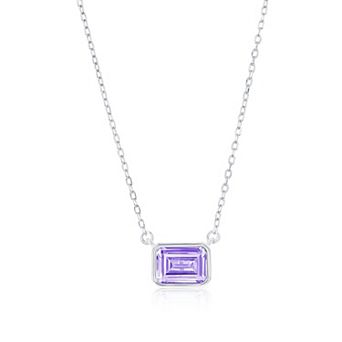 Argento Bella Rectangle-Cut Cubic Zirconia Birthstone Pendant Necklace