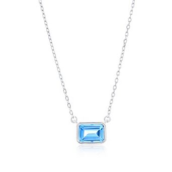 Argento Bella Rectangle-Cut Cubic Zirconia Birthstone Pendant Necklace