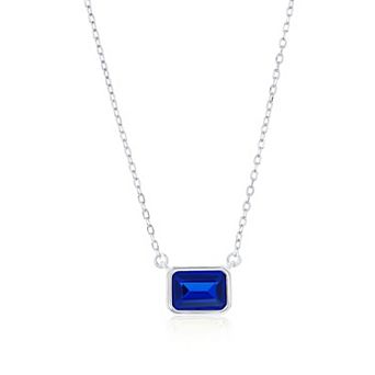 Argento Bella Rectangle-Cut Cubic Zirconia Birthstone Pendant Necklace