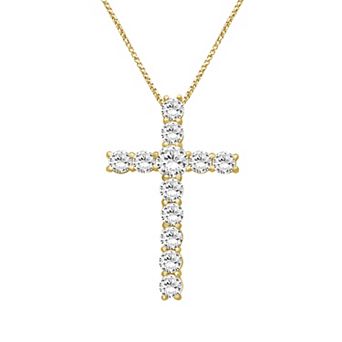 Jewelexcess Sterling Silver 1/2 Carat T.W. Lab-Grown Diamond Cross Pendant Necklace