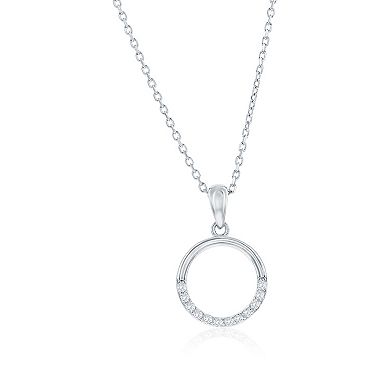 Argento Bella Sterling Silver Cubic Zirconia Circle Necklace & Earring Set