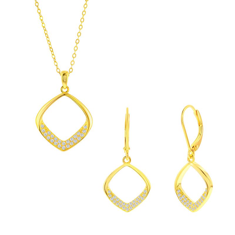 Argento Bella Sterling Silver Cubic Zirconia Necklace & Earring Set, Women's, Gold Tone