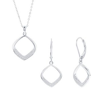 Argento Bella Sterling Silver Cubic Zirconia Necklace & Earring Set