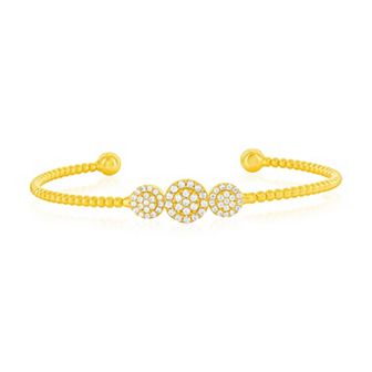 Argento Bella Sterling Silver Cubic Zirconia Beaded Bangle Bracelet