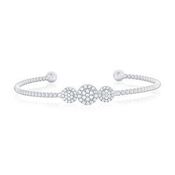 Argento Bella Sterling Silver Cubic Zirconia Beaded Bangle Bracelet