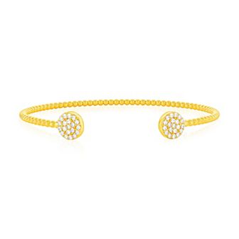 Argento Bella Sterling Silver Cubic Zirconia Double Round Beaded Bangle Bracelet