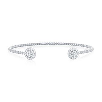 Argento Bella Sterling Silver Cubic Zirconia Double Round Beaded Bangle Bracelet