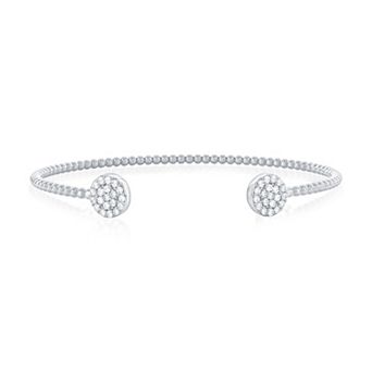 Argento Bella Sterling Silver Cubic Zirconia Double Round Beaded Bangle Bracelet