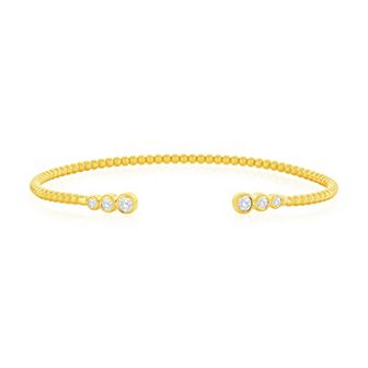 Argento Bella Sterling Silver Cubic Zirconia Round Beaded Bangle Bracelet
