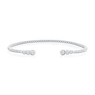 Argento Bella Sterling Silver Cubic Zirconia Round Beaded Bangle Bracelet