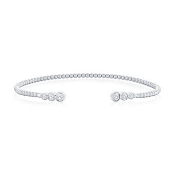 Argento Bella Sterling Silver Cubic Zirconia Round Beaded Bangle Bracelet