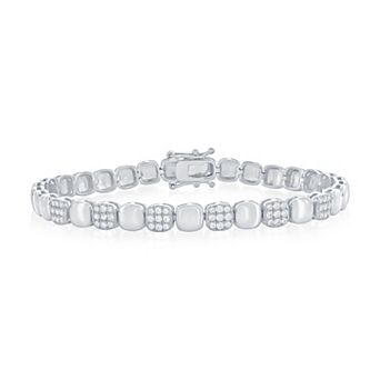 Argento Bella Sterling Silver Cubic Zirconia Square Bracelet