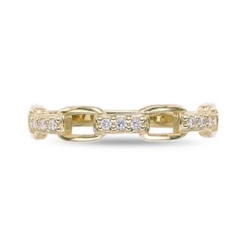 Gemminded 18k Gold Over Silver Lab-Grown Diamond Accent Link Ring