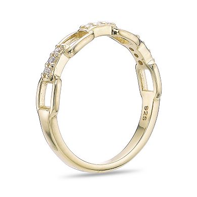 Gemminded 18k Gold Over Silver Lab-Grown Diamond Accent Link Ring