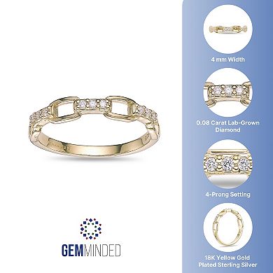 Gemminded 18k Gold Over Silver Lab-Grown Diamond Accent Link Ring