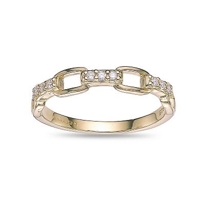 Gemminded 18k Gold Over Silver Lab-Grown Diamond Accent Link Ring