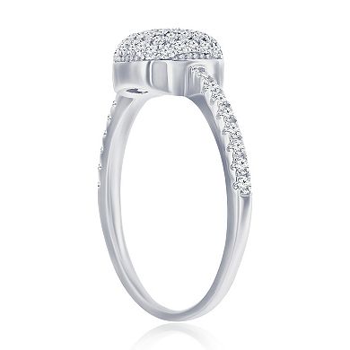 Argento Bella Sterling Silver Cubic Zirconia Square Pave Ring