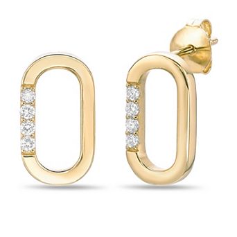 Gemminded 18k Gold Over Silver 1/10 Carat T.W. Lab-Grown Diamond Oval Earrings