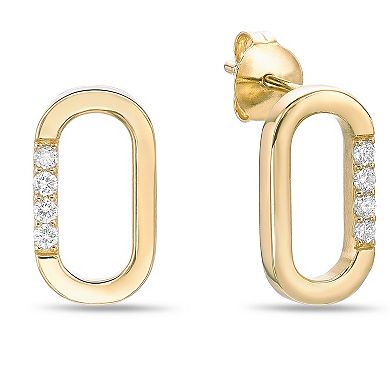 Gemminded 18k Gold Over Silver 1/10 Carat T.W. Lab-Grown Diamond Oval Earrings