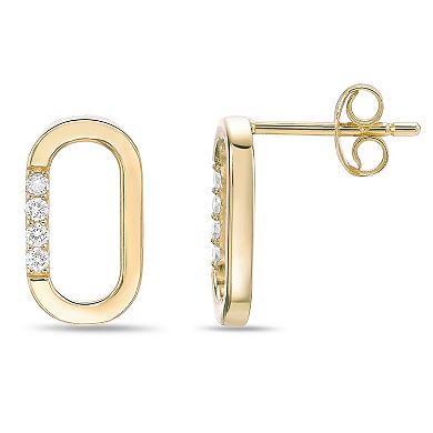 Gemminded 18k Gold Over Silver 1/10 Carat T.W. Lab-Grown Diamond Oval Earrings