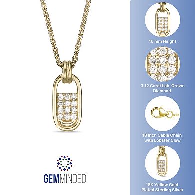 Gemminded 18k Gold Over Silver 1/8 Carat T.W. Lab-Grown Diamond Pendant Necklace