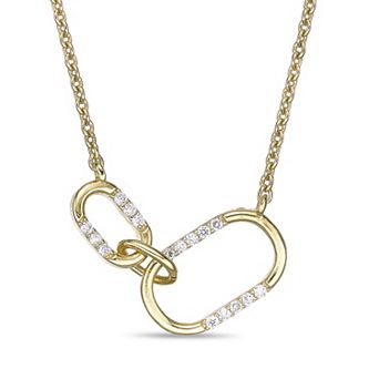 Gemminded 18k Gold Over Silver 1/10 Carat T.W. Lab-Grown Diamond Oval Link Necklace