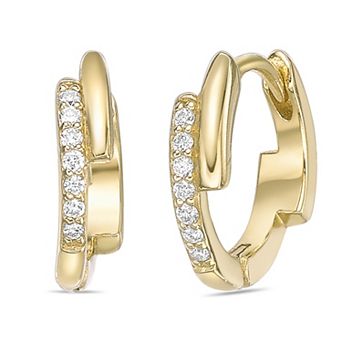Gemminded 18k Gold Over Silver Lab-Grown Diamond Accent Hoop Earrings