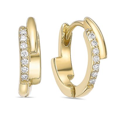 Gemminded 18k Gold Over Silver Lab-Grown Diamond Accent Hoop Earrings