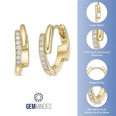 Gemminded 18k Gold Over Silver Lab-Grown Diamond Accent Hoop Earrings