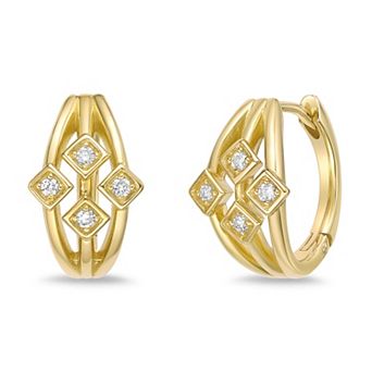 Gemminded 18k Gold Over Silver 1/10 Carat T.W. Lab-Grown Diamond 3-Row Galaxy Hoop Earrings