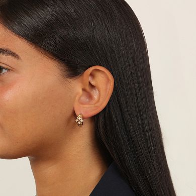 Gemminded 18k Gold Over Silver 1/10 Carat T.W. Lab-Grown Diamond 3-Row Galaxy Hoop Earrings