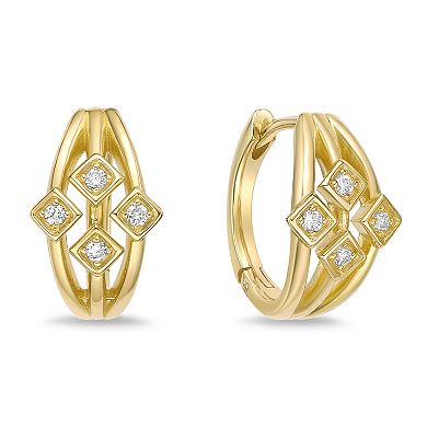 Gemminded 18k Gold Over Silver 1/10 Carat T.W. Lab-Grown Diamond 3-Row Galaxy Hoop Earrings