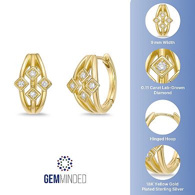Gemminded 18k Gold Over Silver 1/10 Carat T.W. Lab-Grown Diamond 3-Row Galaxy Hoop Earrings