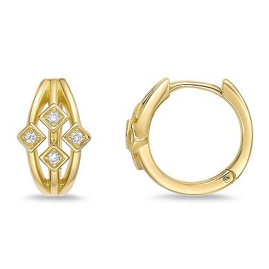 Gemminded 18k Gold Over Silver 1/10 Carat T.W. Lab-Grown Diamond 3-Row Galaxy Hoop Earrings