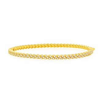 Argento Bella Sterling Silver Cubic Zirconia Twist Design Bangle Bracelet