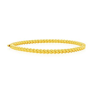 Argento Bella Sterling Silver Cubic Zirconia Twist Design Bangle Bracelet
