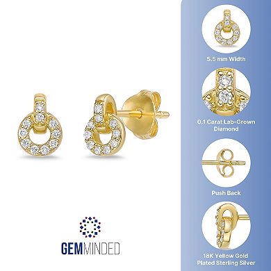 Gemminded 18k Gold Over Silver 1/10 Carat T.W. Lab-Grown Diamond Earrings